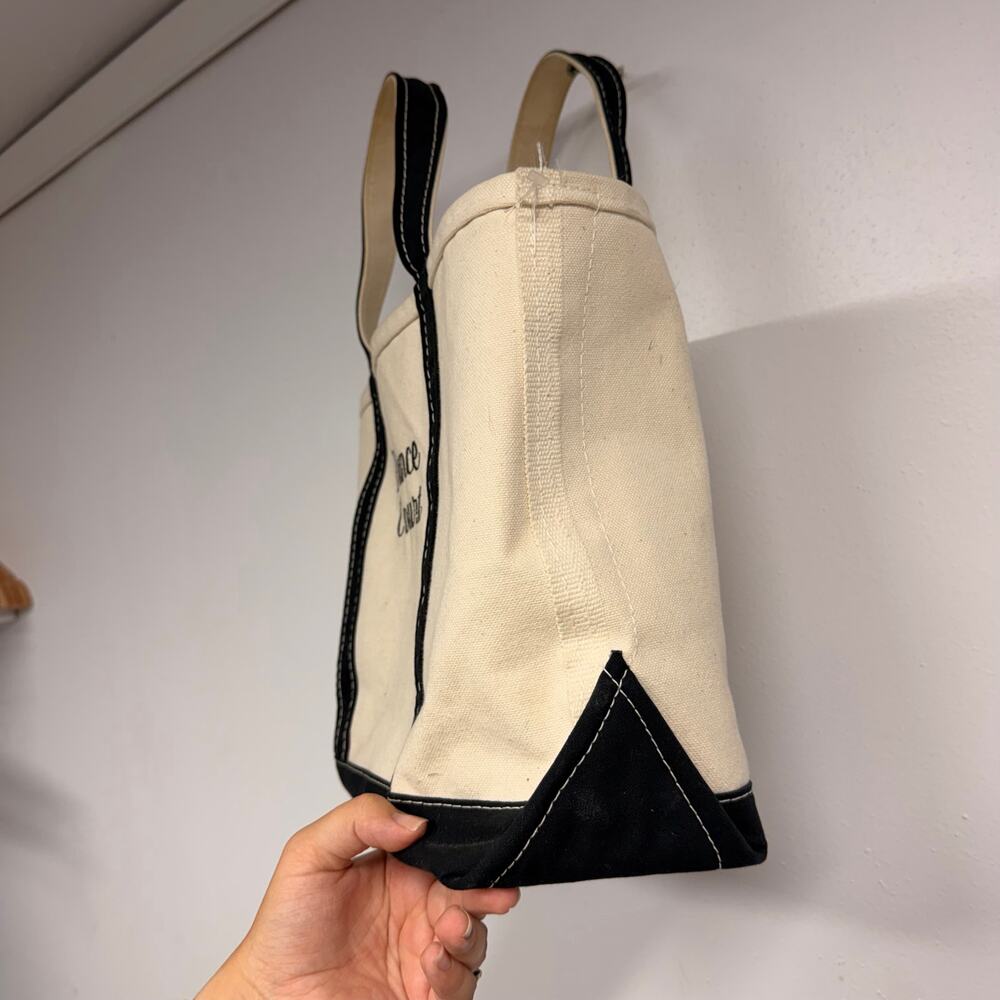VTG 90's L.L. Bean Boat & Tote Canvas Bags SET OF 2 Dance Court Black Handles - Picture 8 of 15